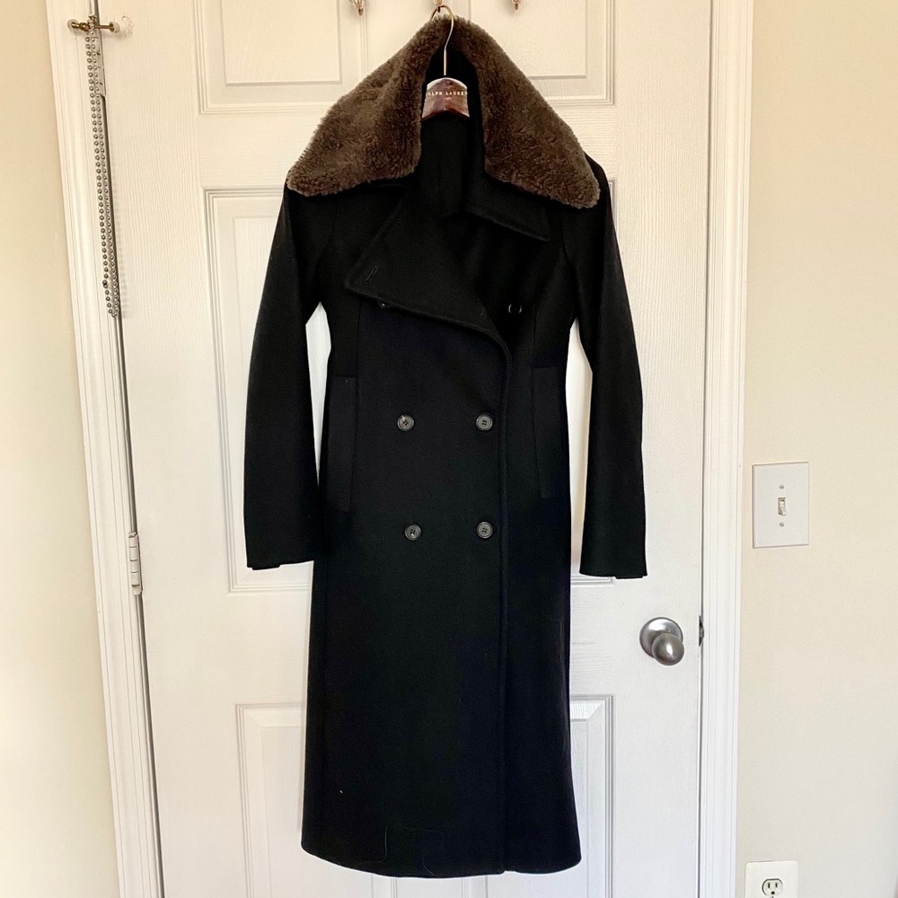 ALL SAINTS WOOL BLACK TRENCH XS